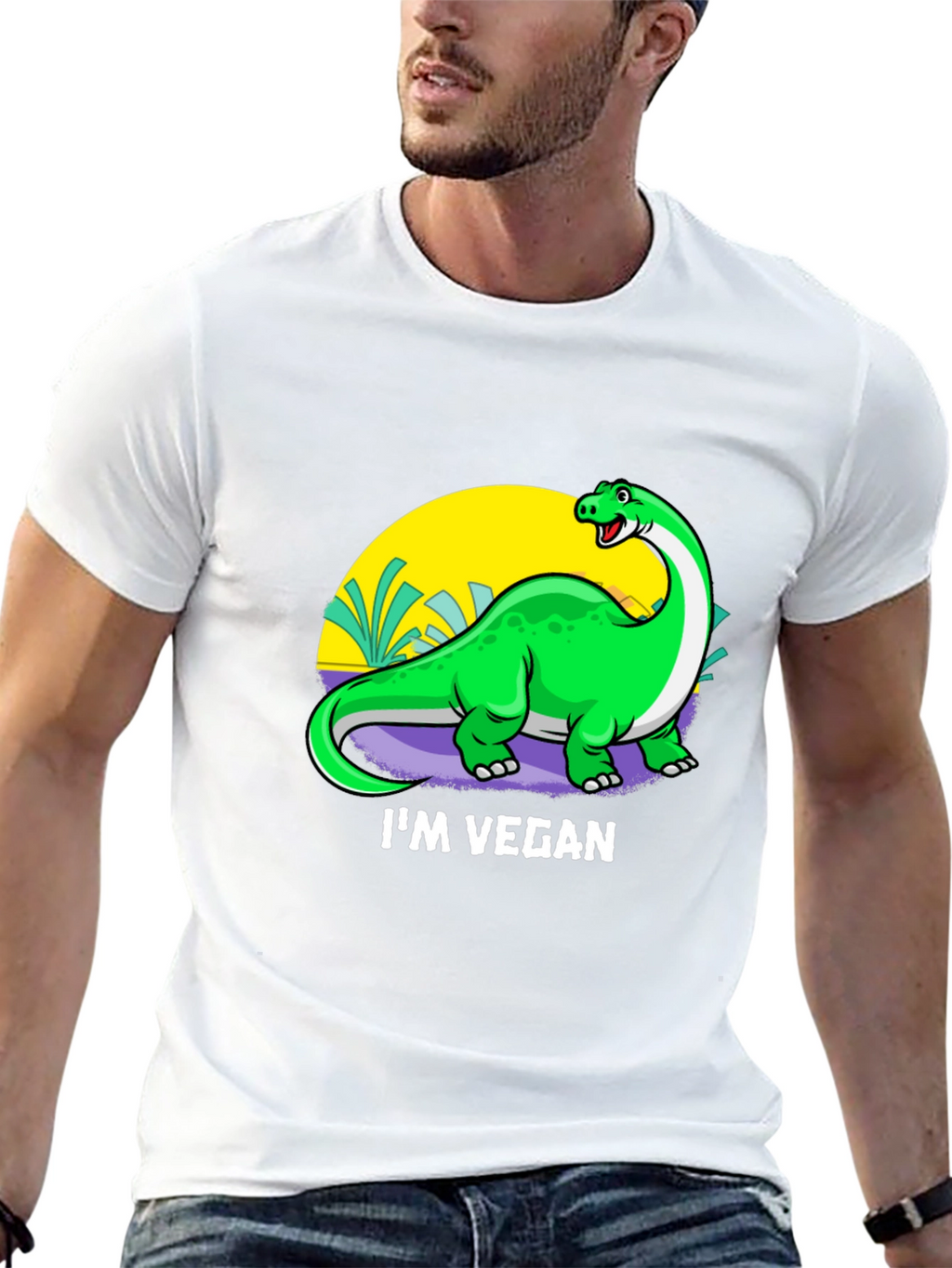 Vegan Dinosaur Graphic T-Shirt - Unisex Crew Neck