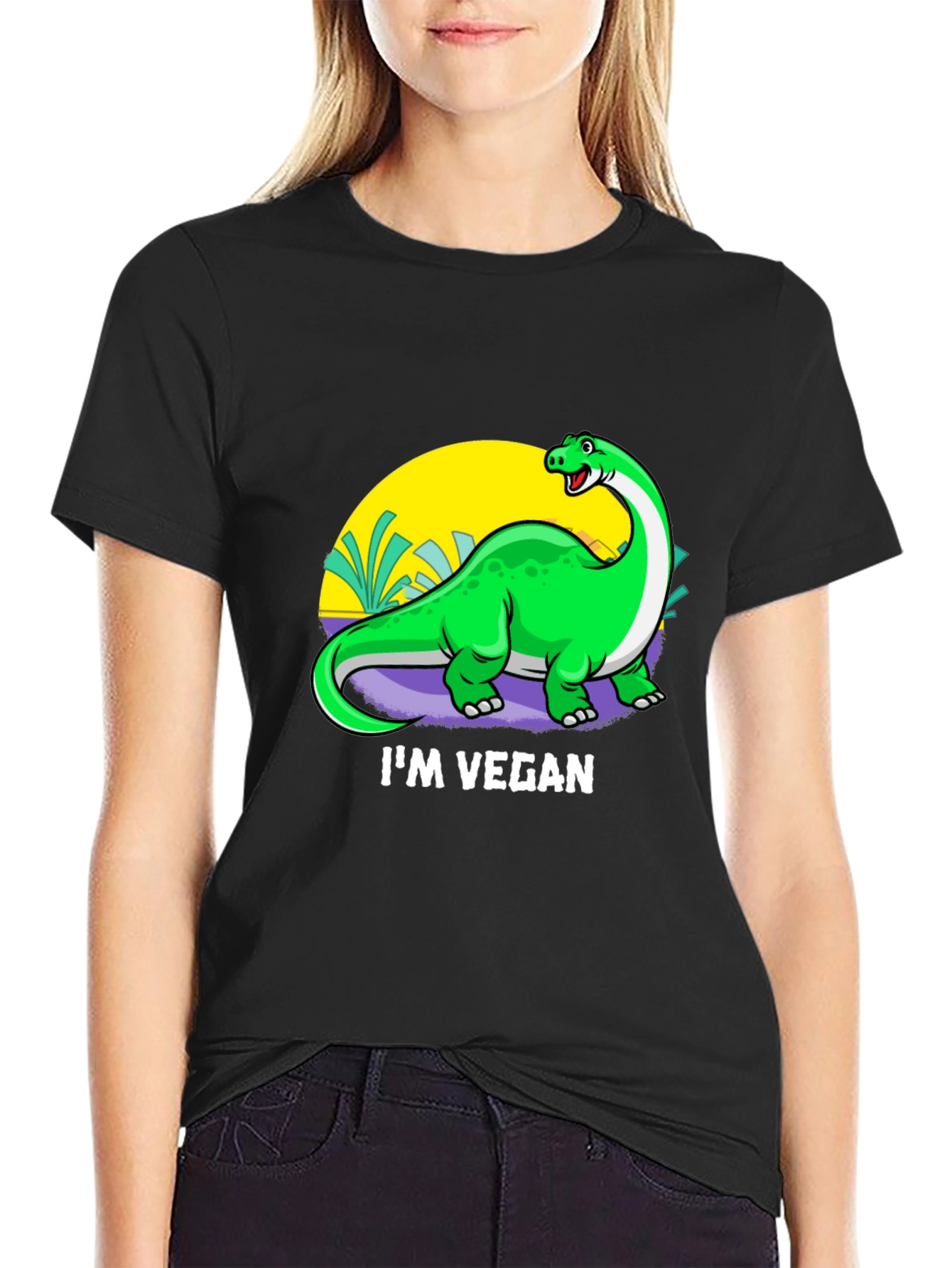 Vegan Dinosaur Graphic T-Shirt - Unisex Crew Neck
