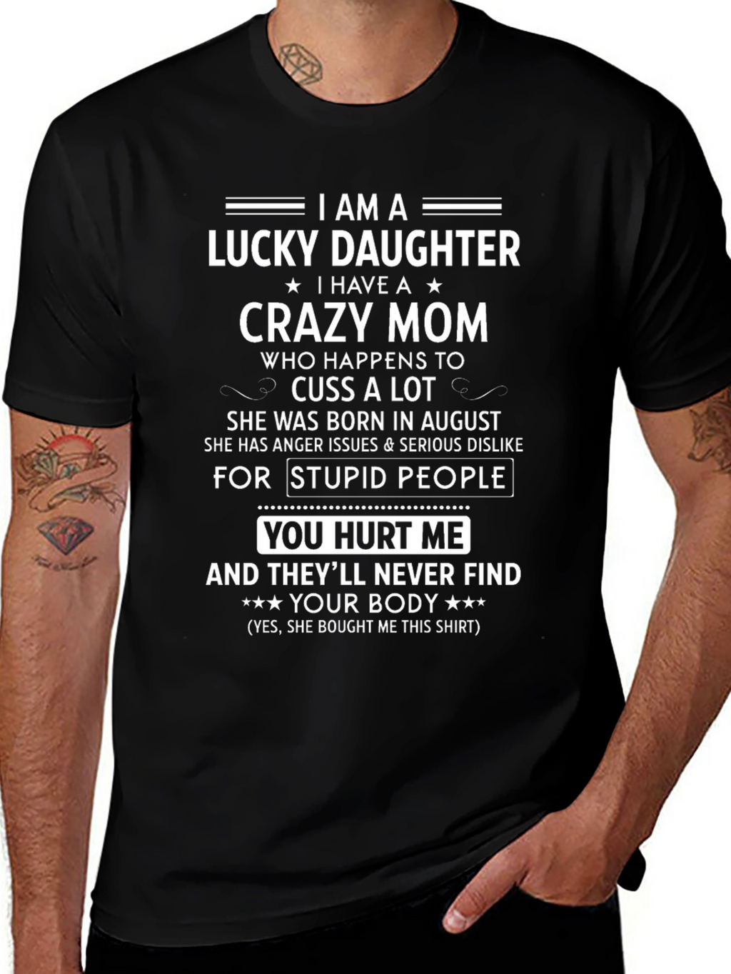 Lucky Daughter Crazy Mom Graphic T-Shirt