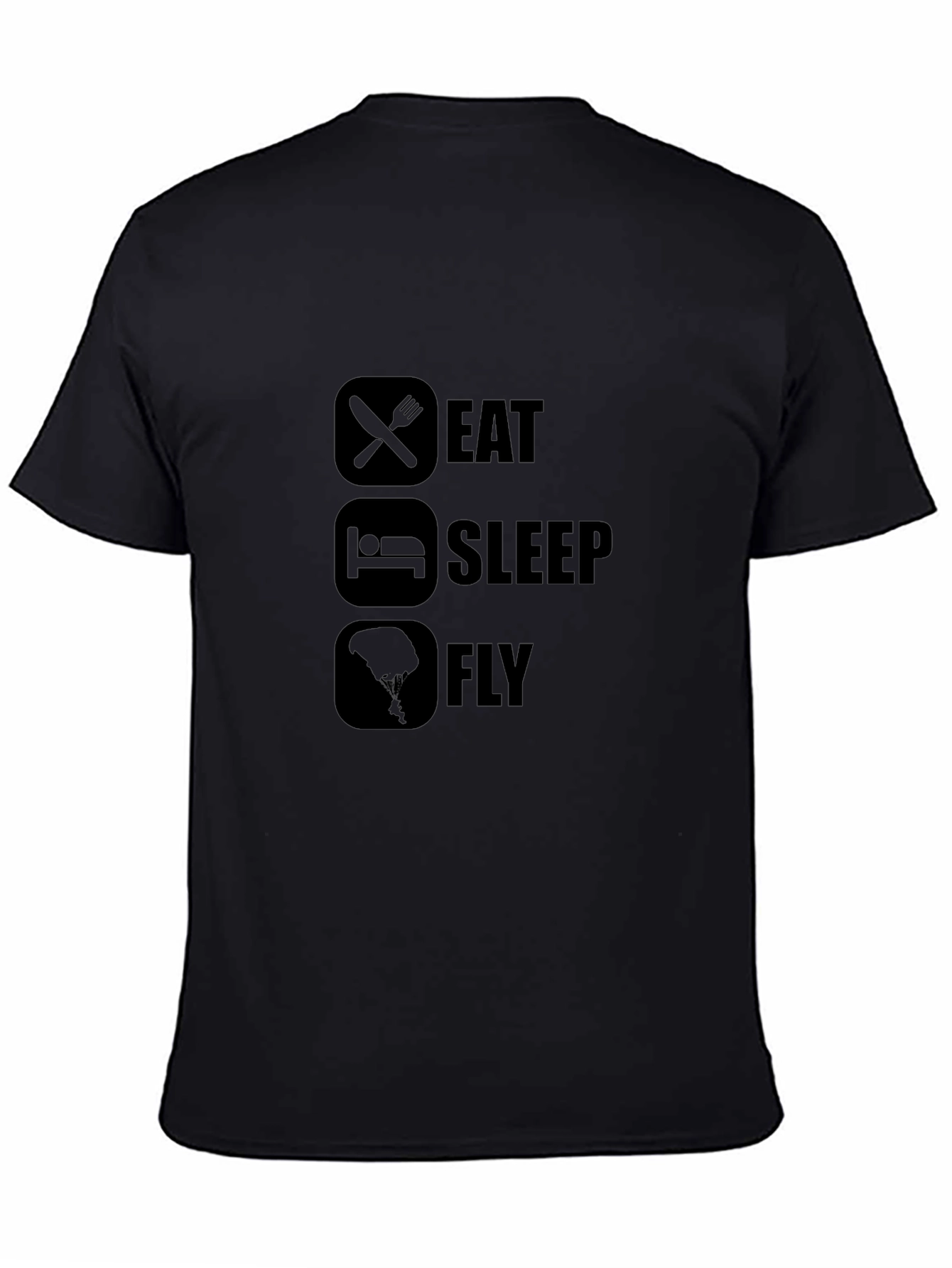 Eat Sleep Fly Graphic Tee - Black Cotton Casual T-Shirt