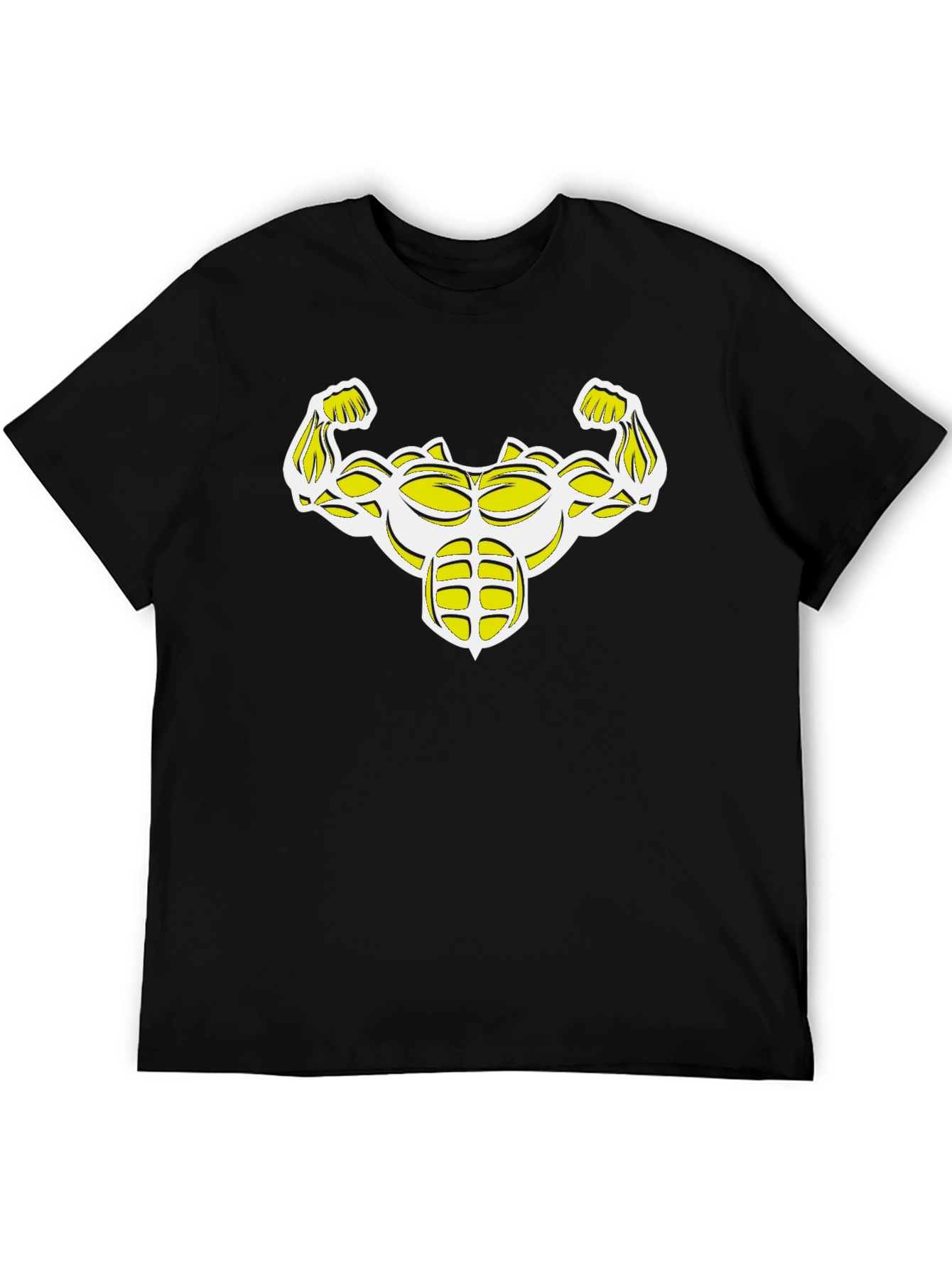 Muscle Bodybuilder Graphic Print Black T-Shirt