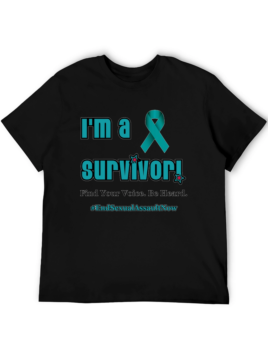 Teal Ribbon Survivor T-Shirt: End Sexual Assault Now
