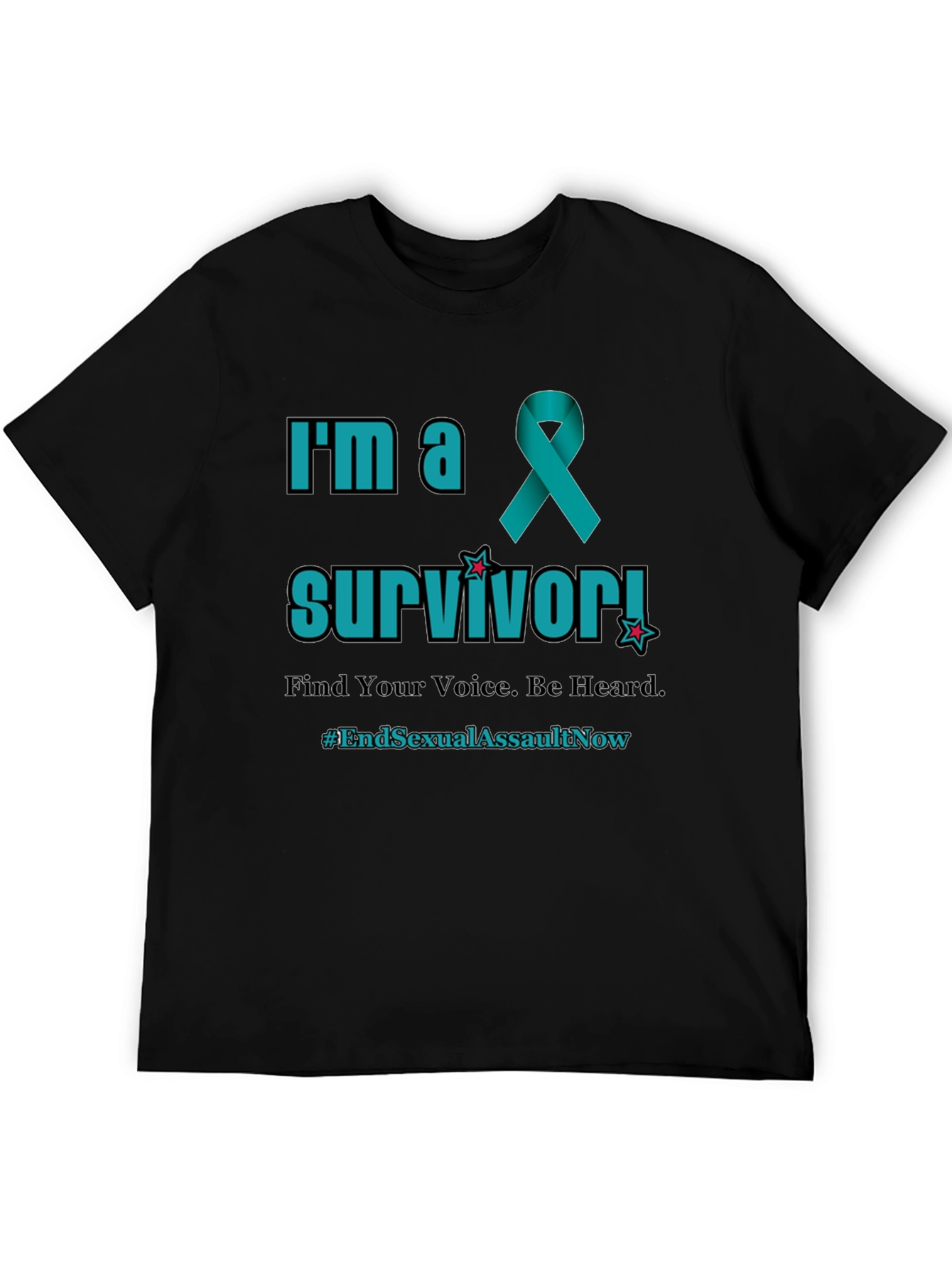Teal Ribbon Survivor T-Shirt: End Sexual Assault Now