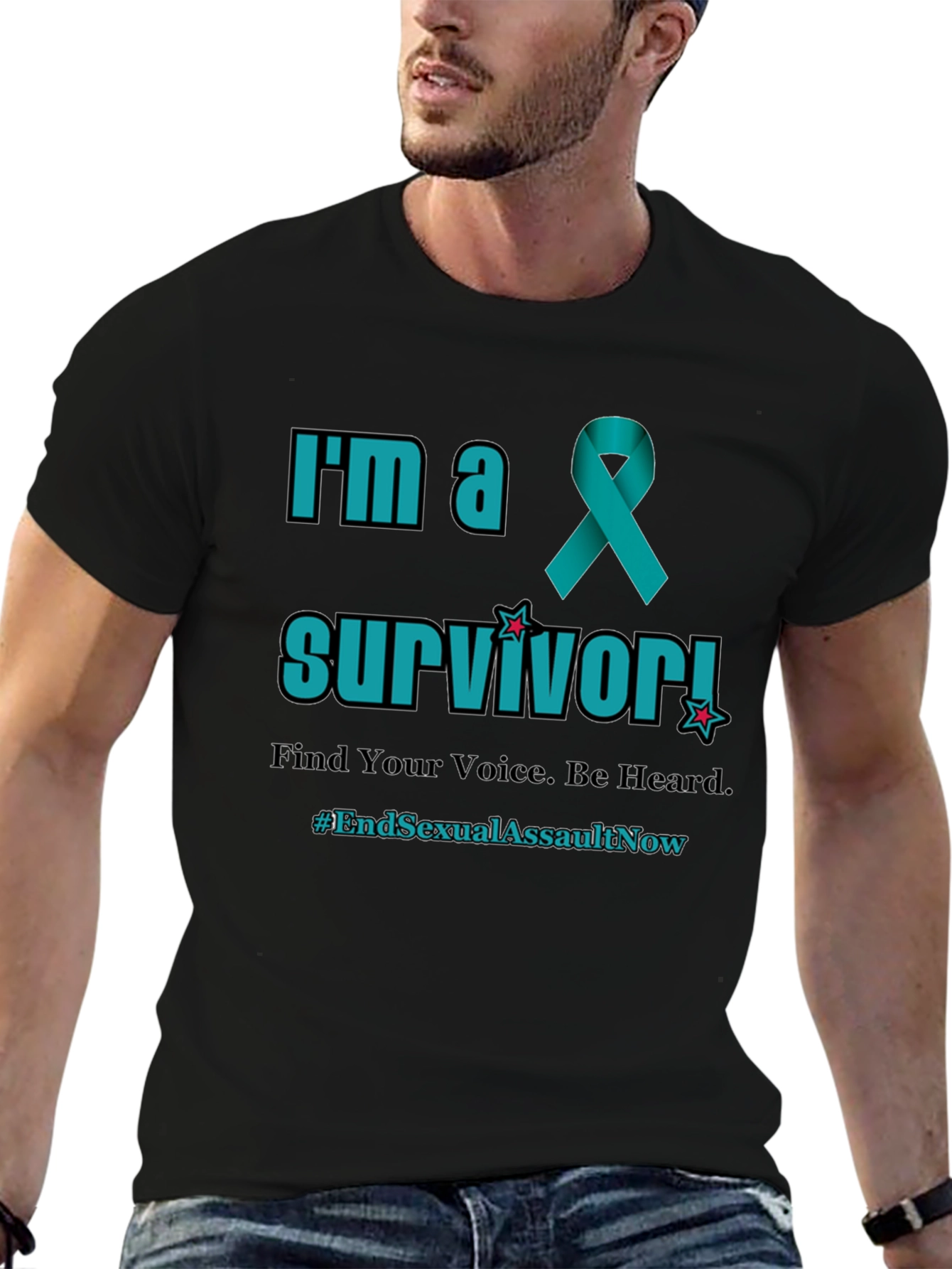Teal Ribbon Survivor T-Shirt: End Sexual Assault Now