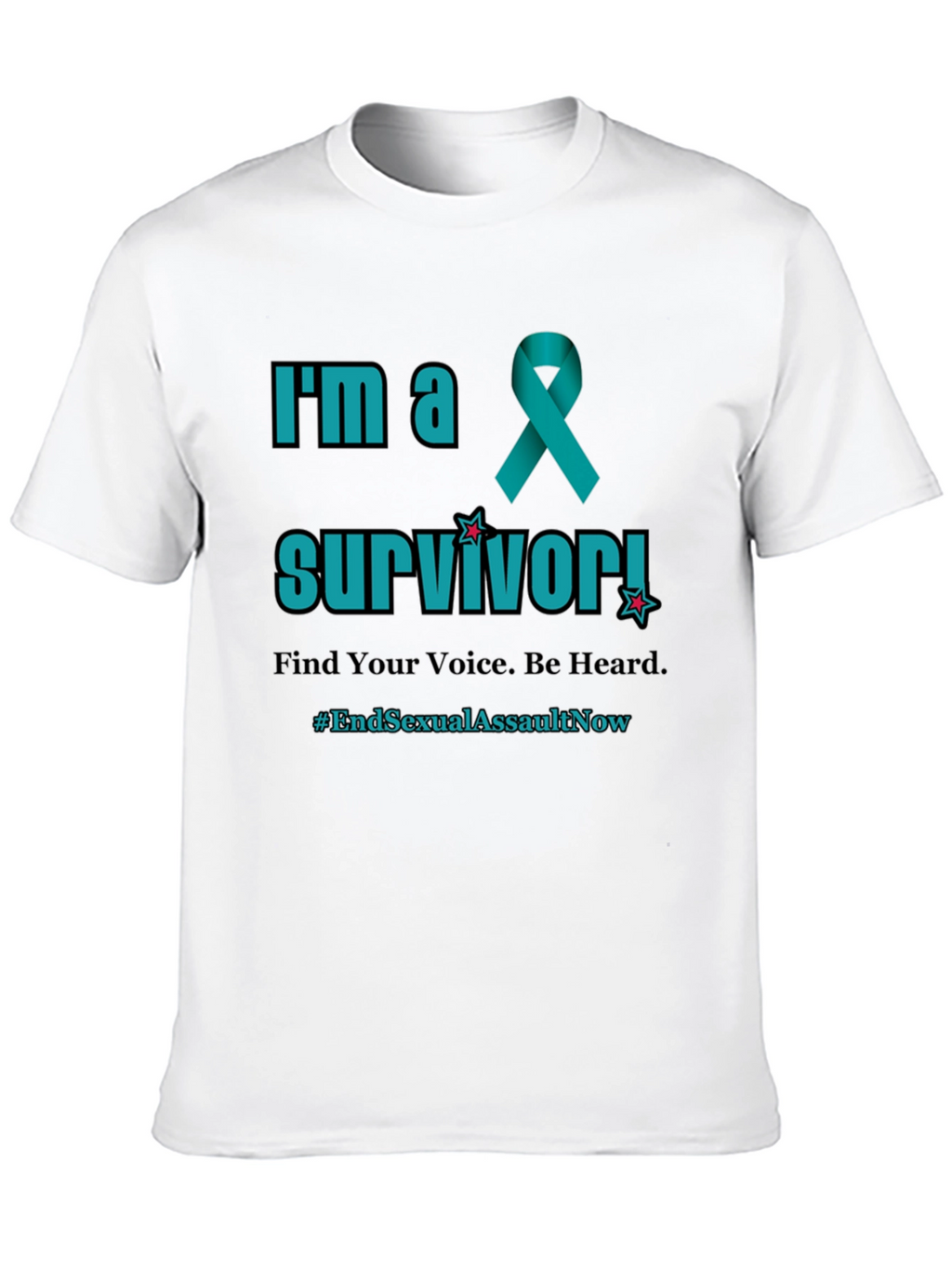 Teal Ribbon Survivor T-Shirt: End Sexual Assault Now