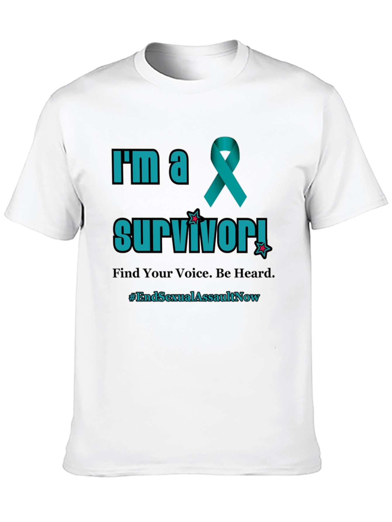 Teal Ribbon Survivor T-Shirt: End Sexual Assault Now