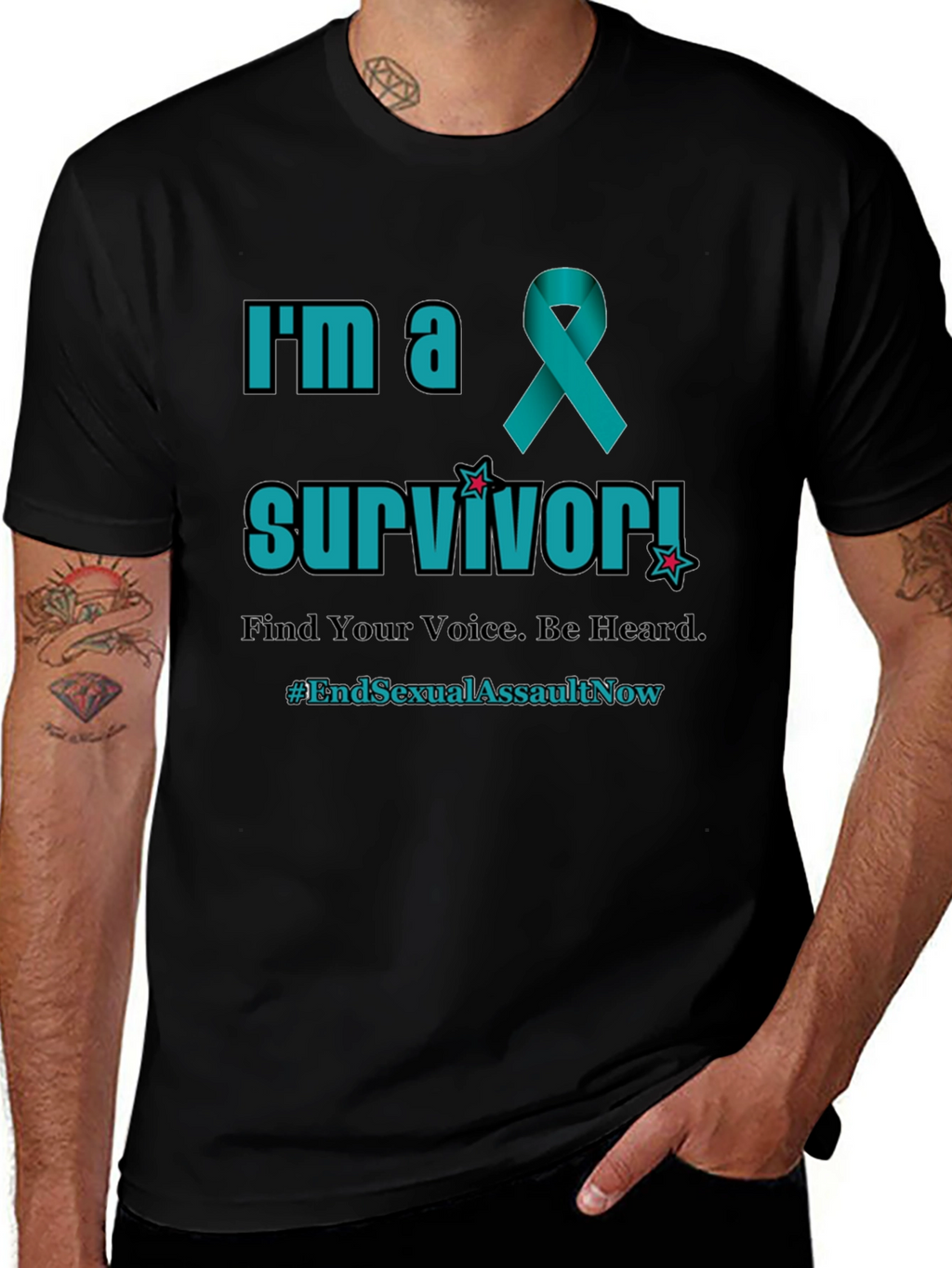 Teal Ribbon Survivor T-Shirt: End Sexual Assault Now