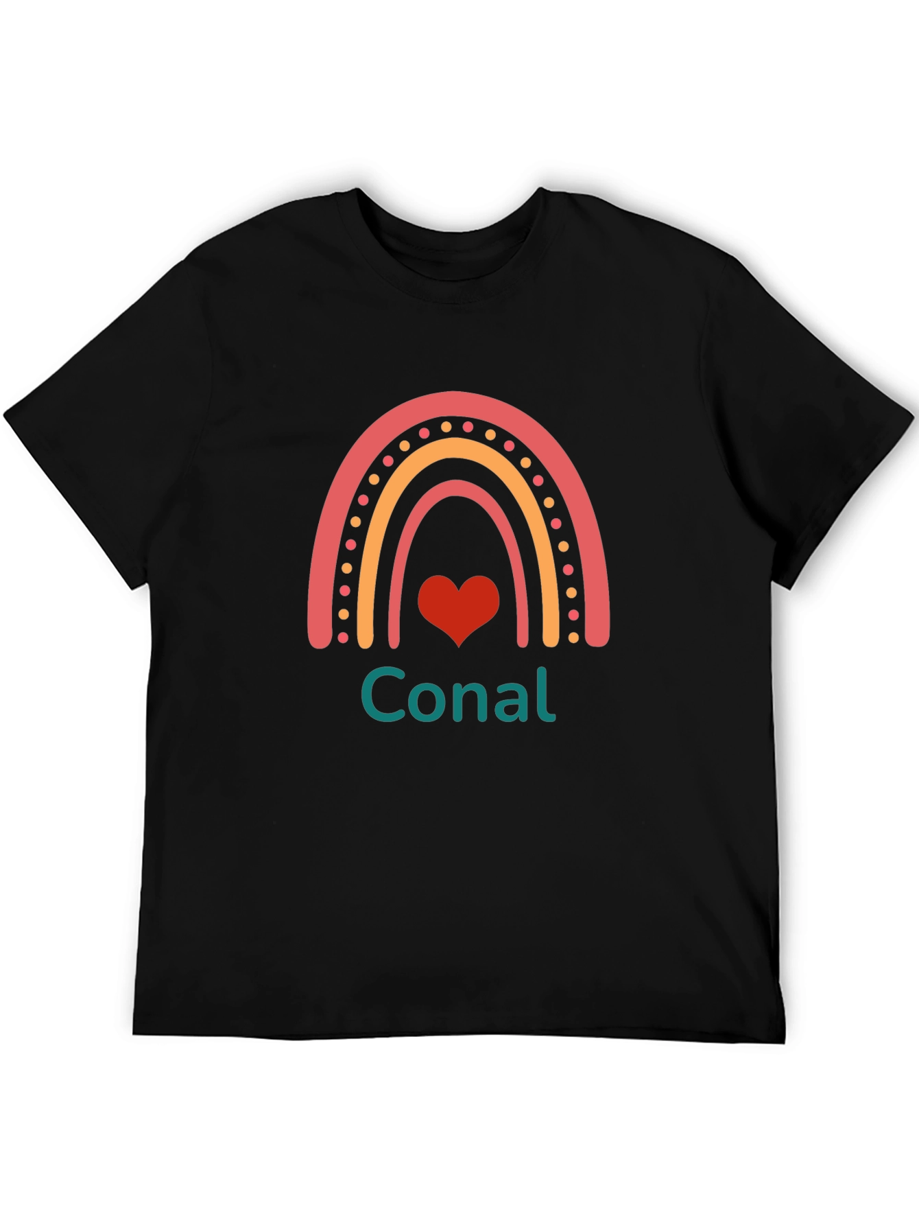 Rainbow Heart Conal Black T-Shirt