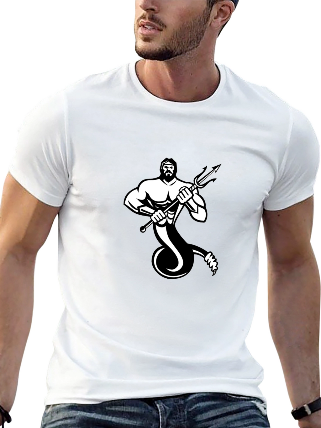 Neptune Graphic Tee - Black Cotton Blend