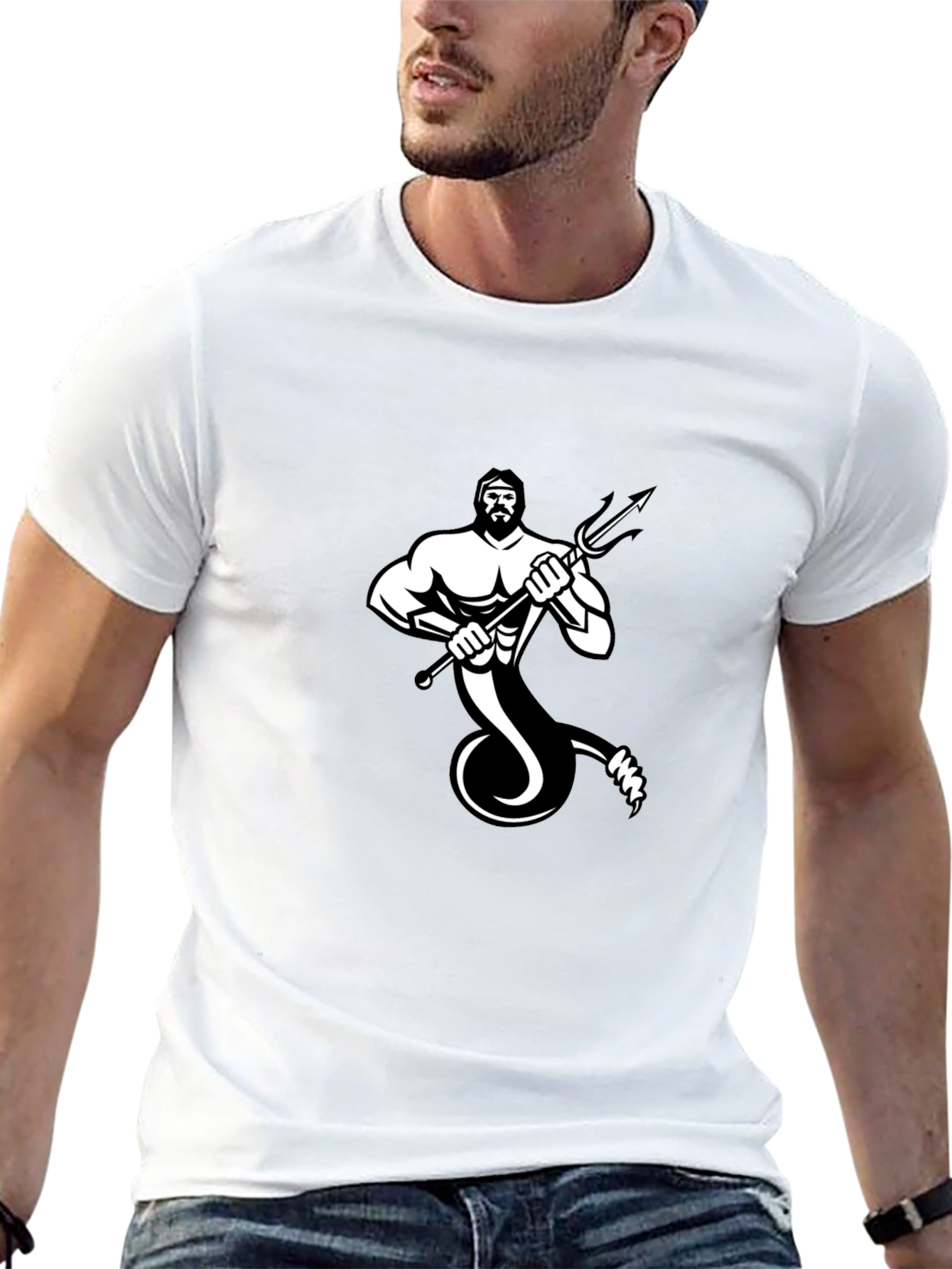 Neptune Graphic Tee - Black Cotton Blend