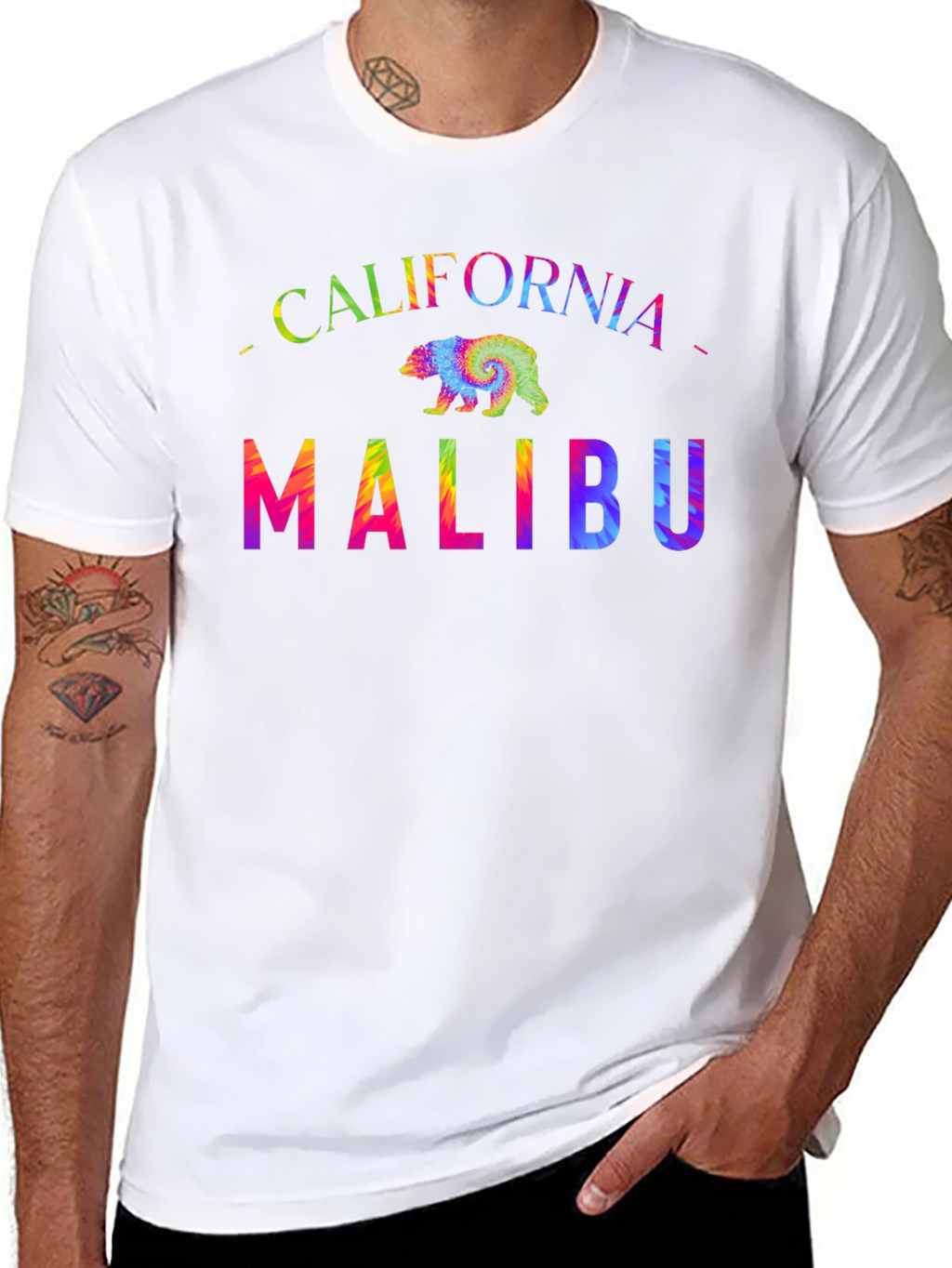 California Malibu Rainbow Bear Graphic Tee