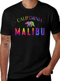 California Malibu Rainbow Bear Graphic Tee