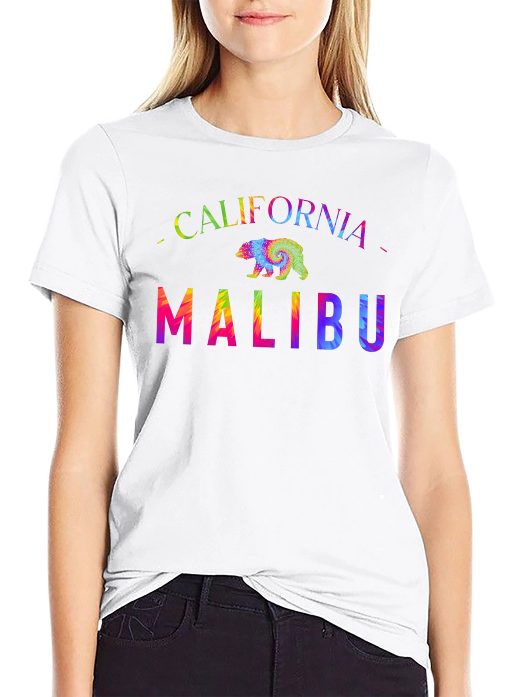 California Malibu Rainbow Bear Graphic Tee