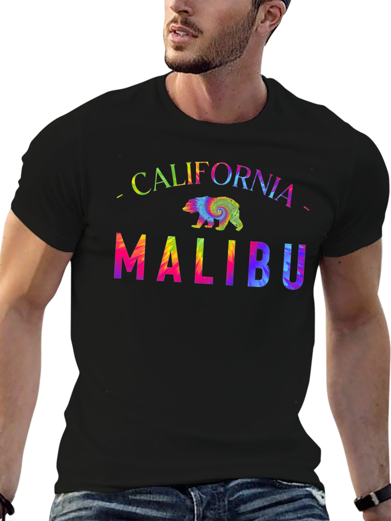 California Malibu Rainbow Bear Graphic Tee