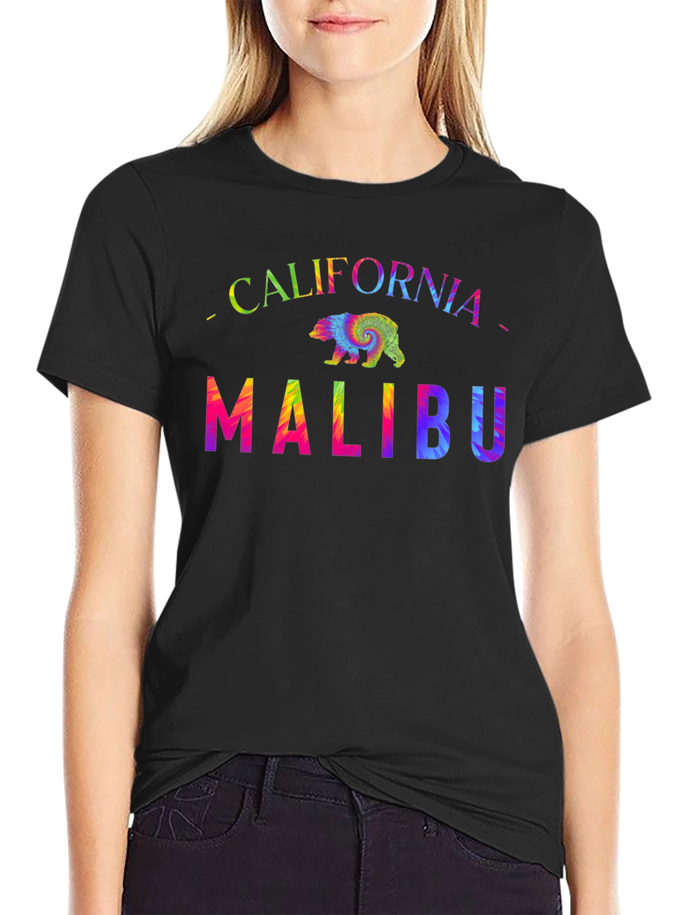 California Malibu Rainbow Bear Graphic Tee