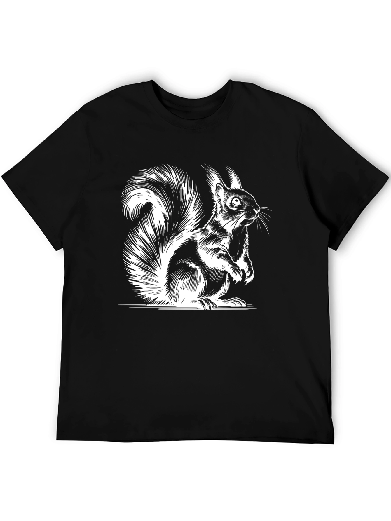 Squirrel Graphic Tee - Black Cotton T-Shirt