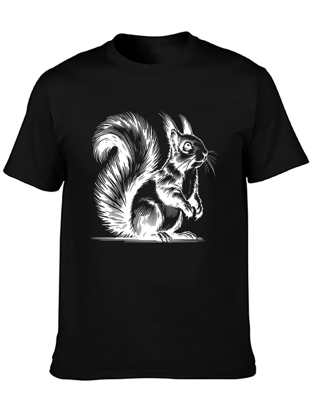 Squirrel Graphic Tee - Black Cotton T-Shirt