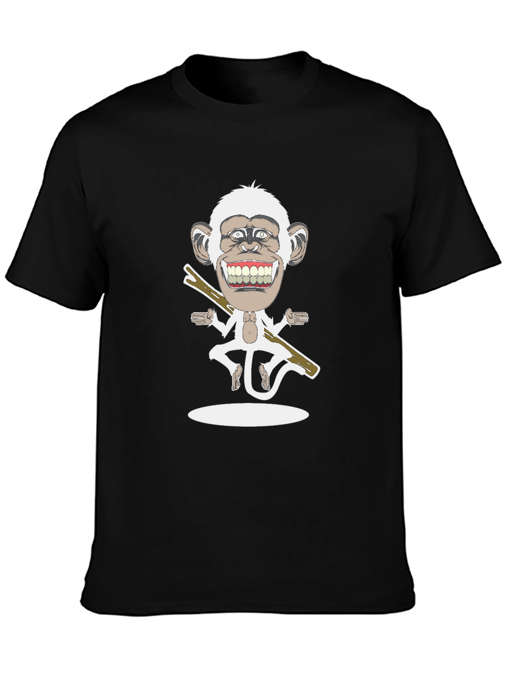 Cartoon Monkey Graphic Tee - Black
