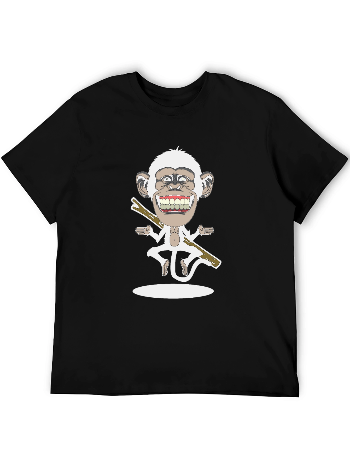 Cartoon Monkey Graphic Tee - Black