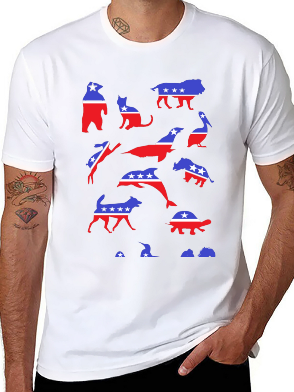 Patriotic Animals Graphic Tee - Red White & Blue