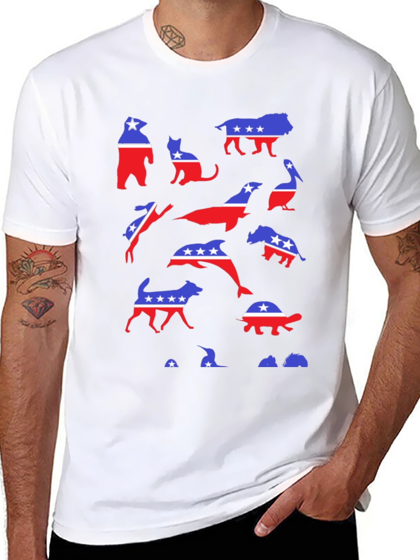 Patriotic Animals Graphic Tee - Red White & Blue