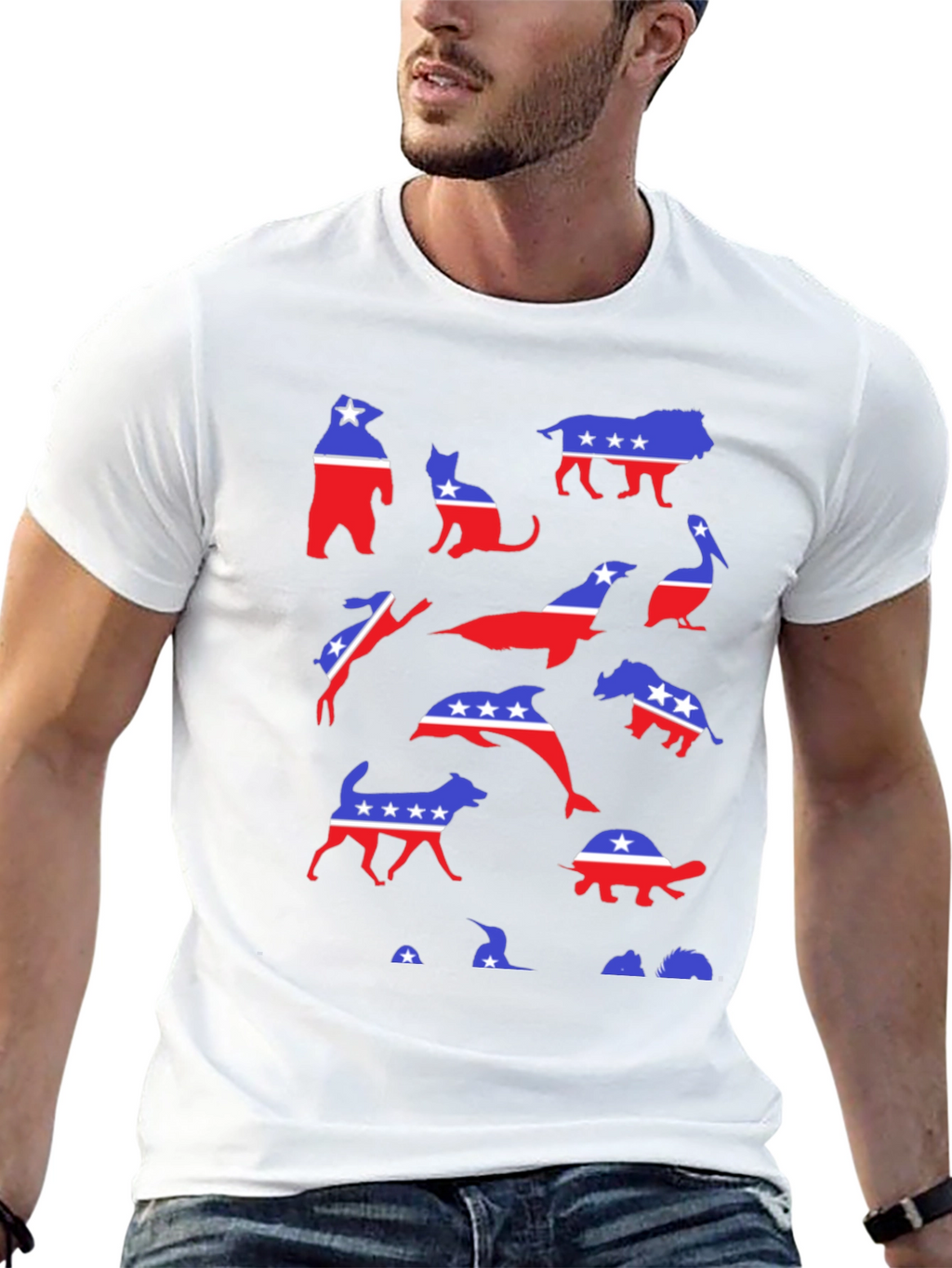 Patriotic Animals Graphic Tee - Red White & Blue