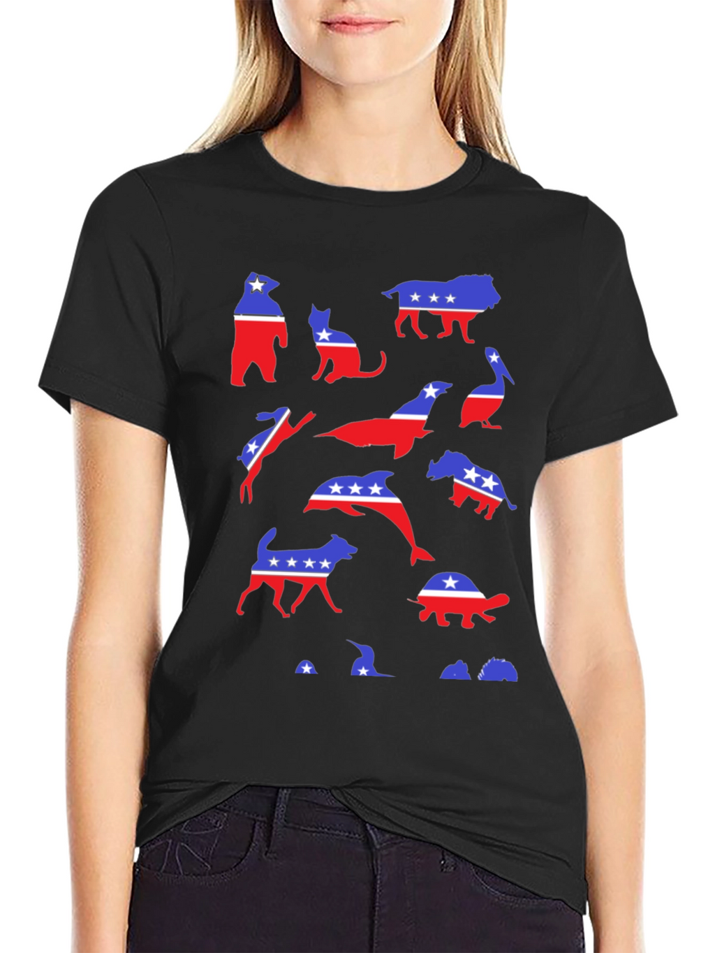 Patriotic Animals Graphic Tee - Red White & Blue