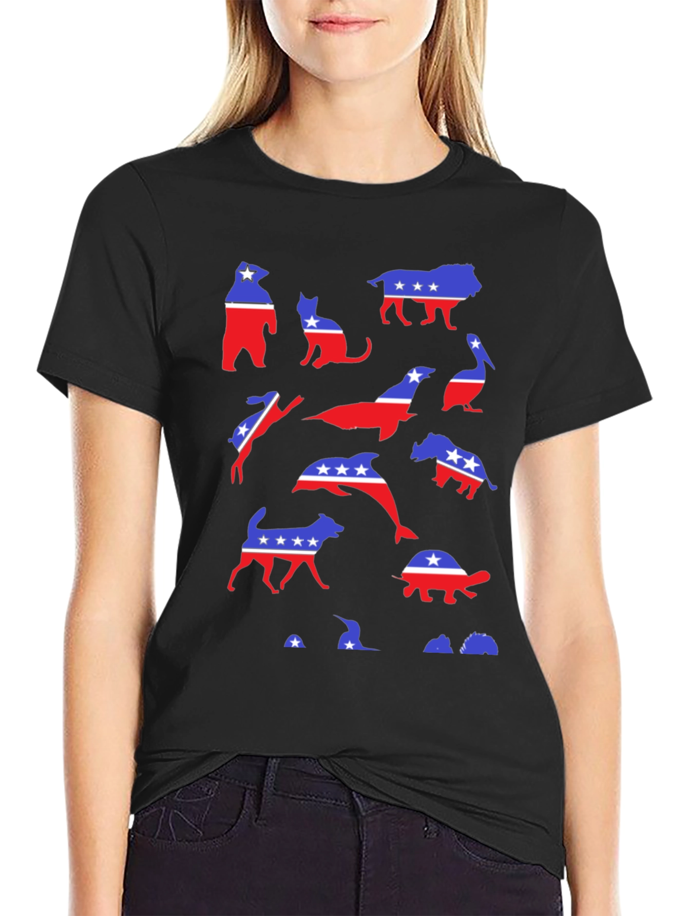 Patriotic Animals Graphic Tee - Red White & Blue