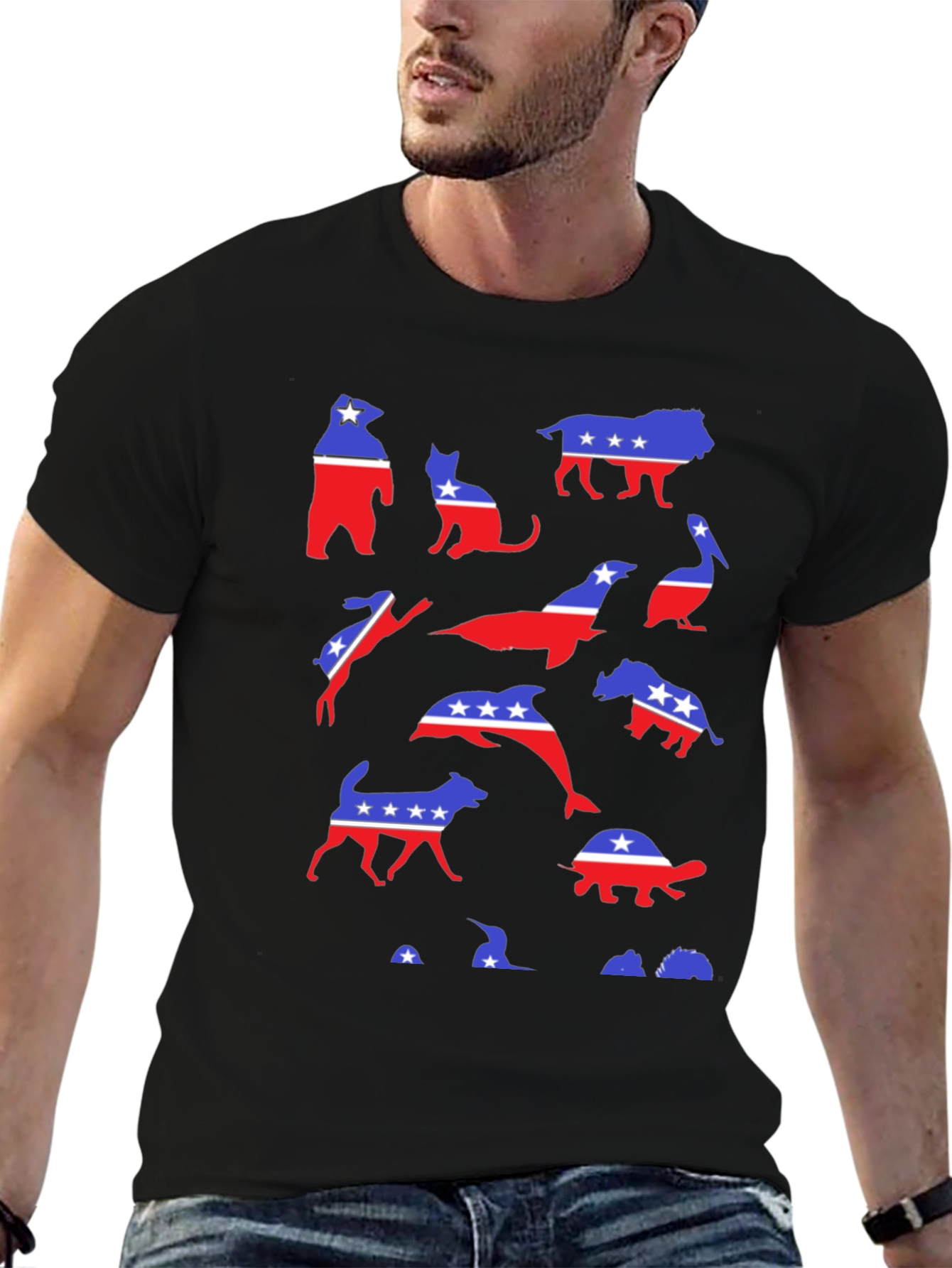 Patriotic Animals Graphic Tee - Red White & Blue