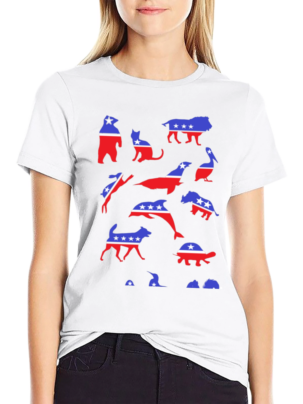 Patriotic Animals Graphic Tee - Red White & Blue