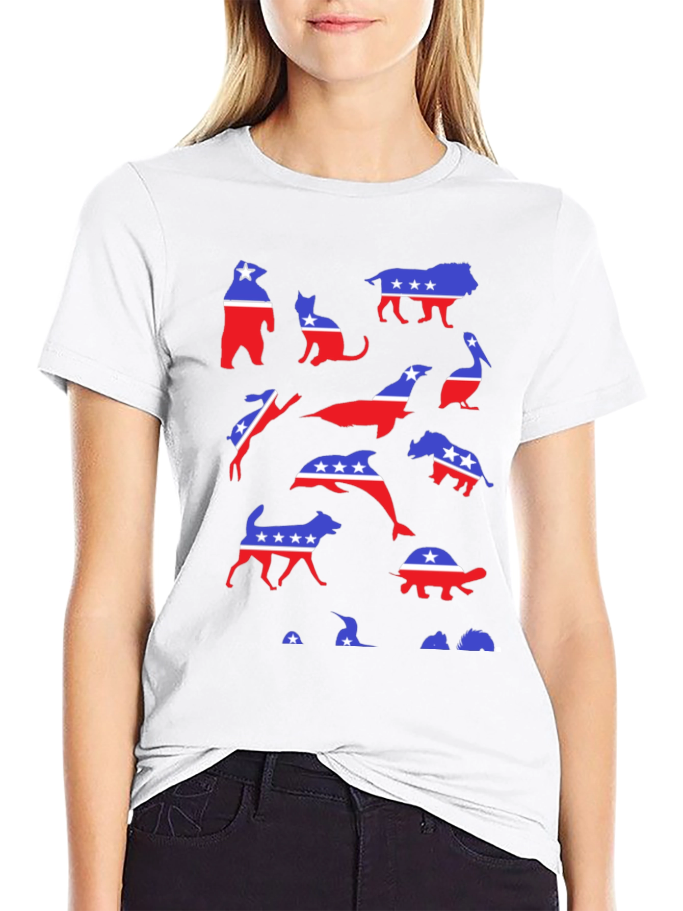 Patriotic Animals Graphic Tee - Red White & Blue