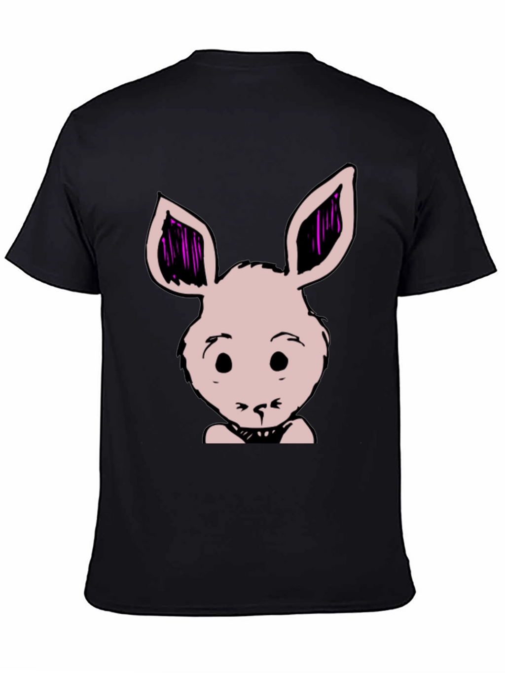 Bunny Graphic Tee - Black Cotton Blend Casual T-Shirt