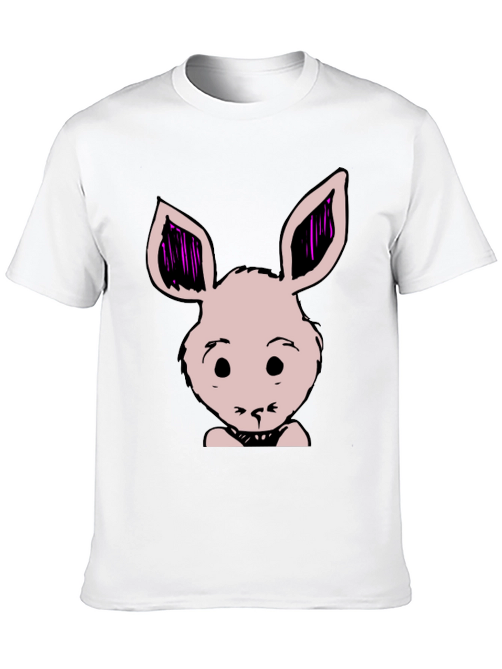 Bunny Graphic Tee - Black Cotton Blend Casual T-Shirt