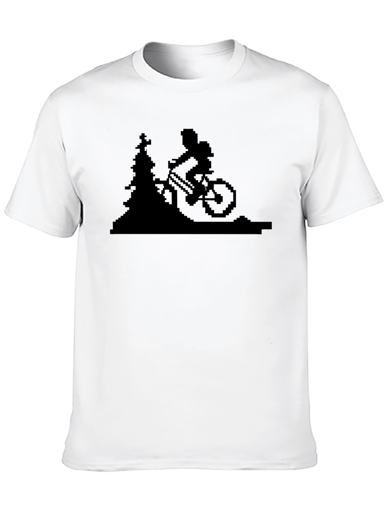 Pixelated Mountain Biker T-Shirt - Black