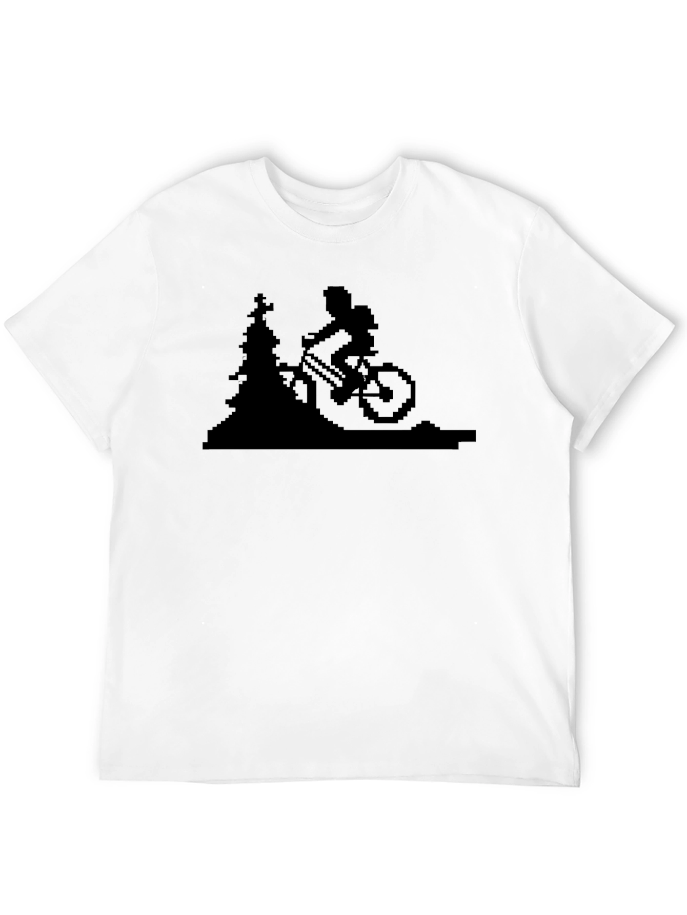 Pixelated Mountain Biker T-Shirt - Black