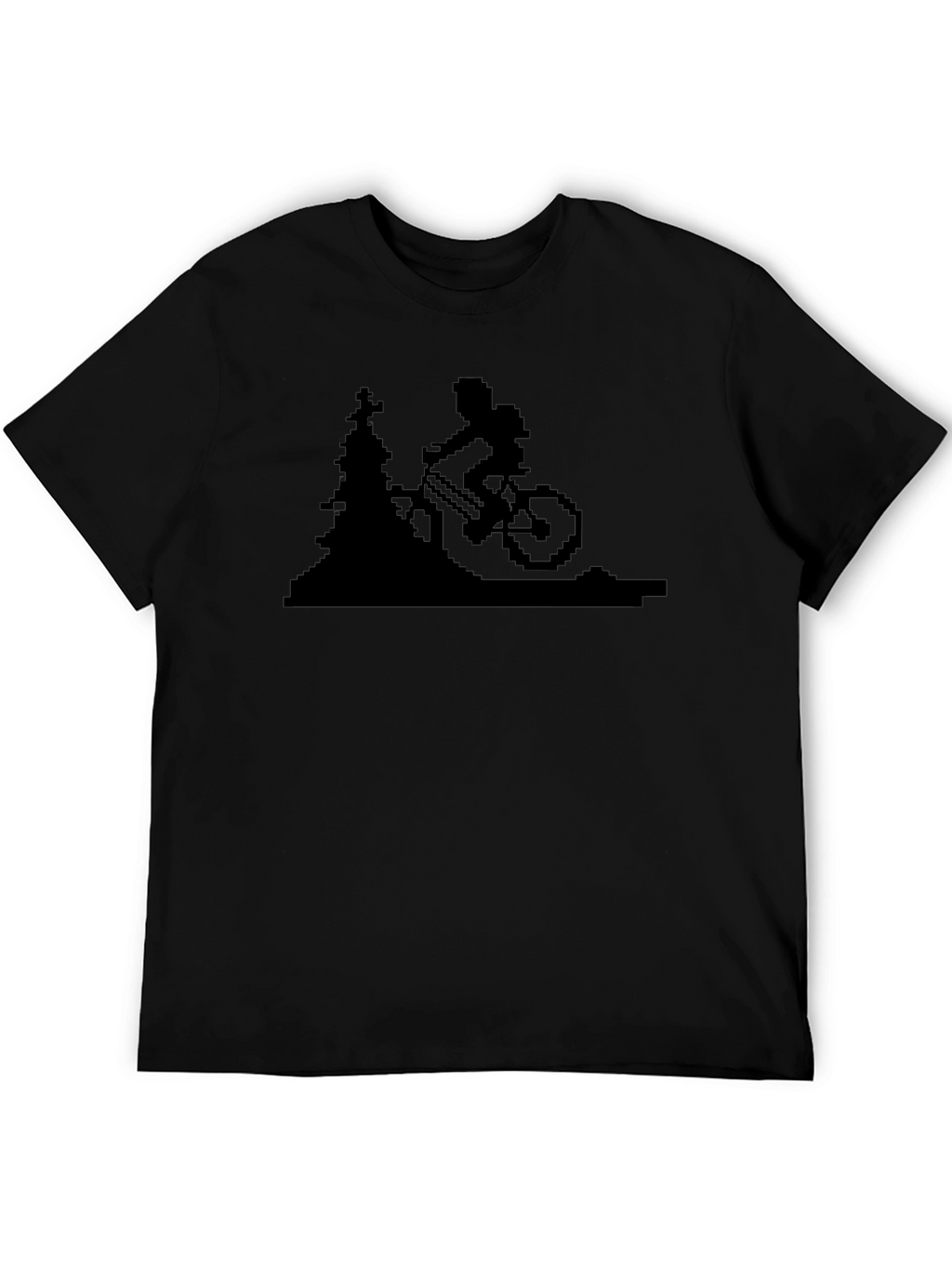 Pixelated Mountain Biker T-Shirt - Black
