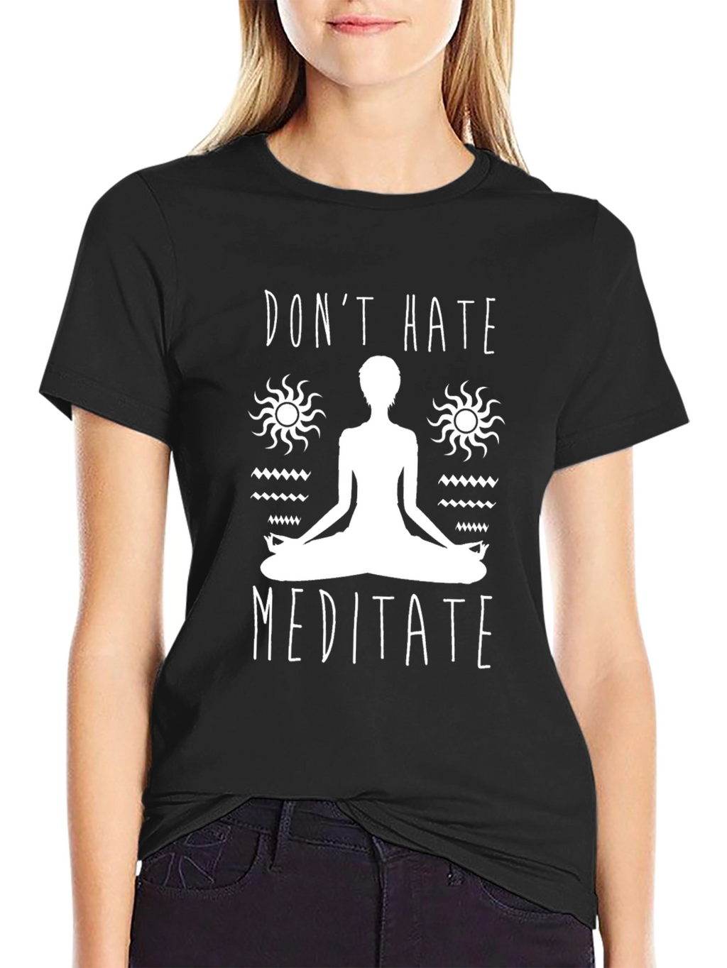 Dont Hate Meditate Graphic Tee - Black