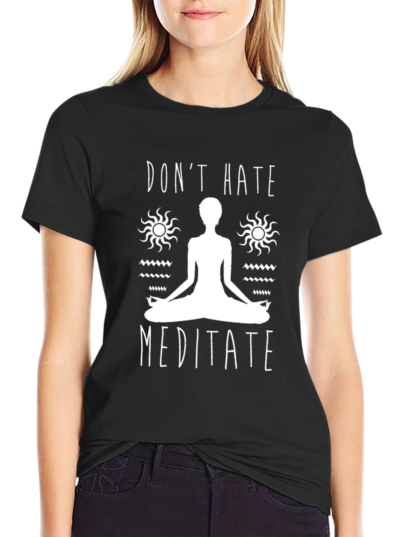 Dont Hate Meditate Graphic Tee - Black