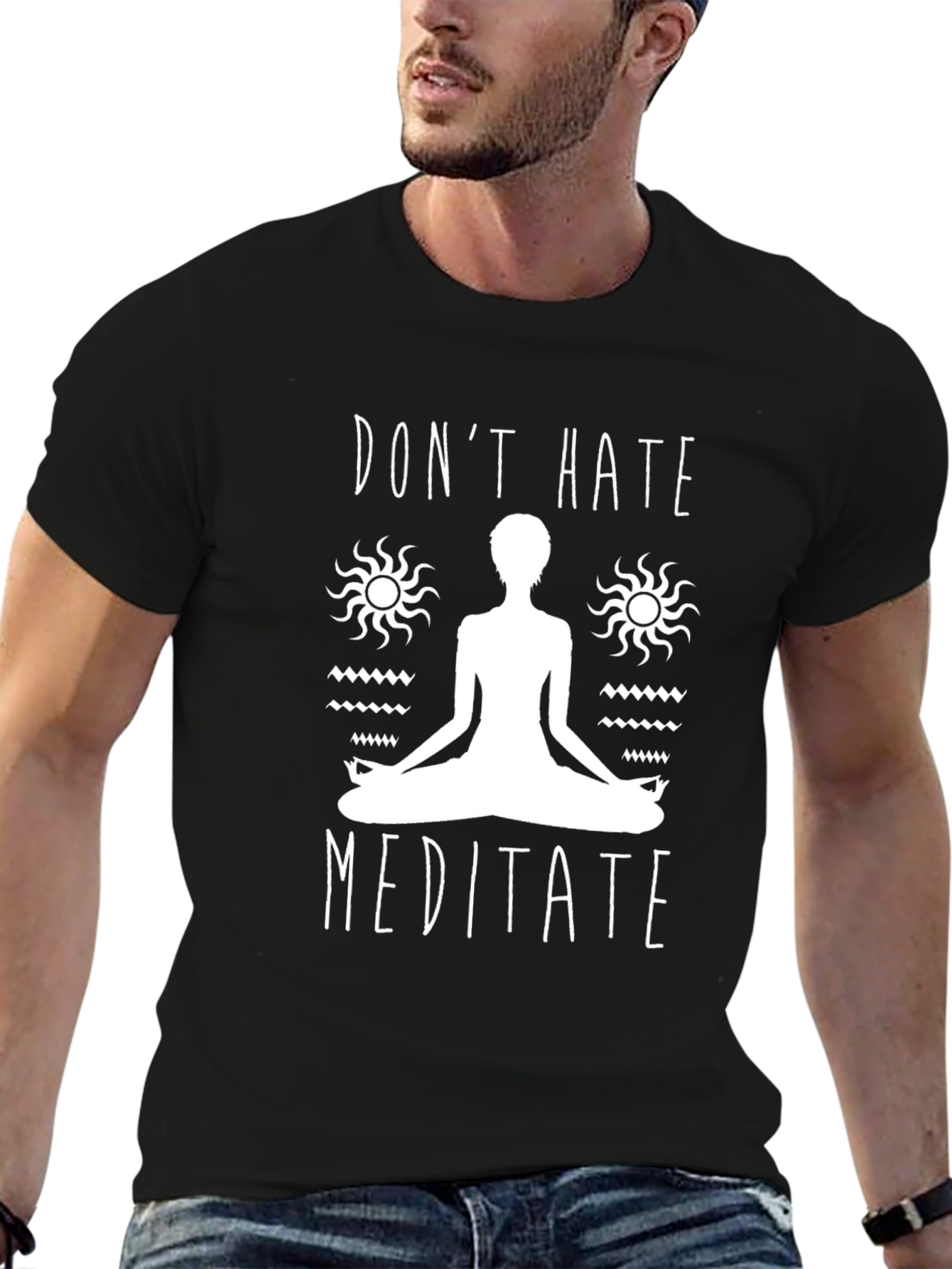 Dont Hate Meditate Graphic Tee - Black