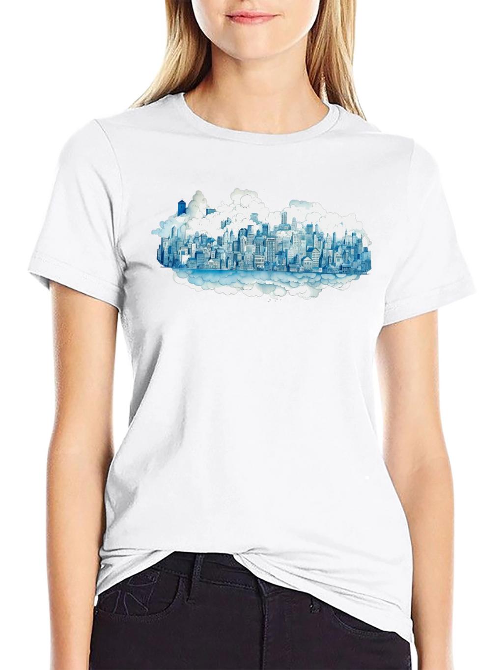 Cityscape Cloud Tee - Urban Dreamscape T-Shirt