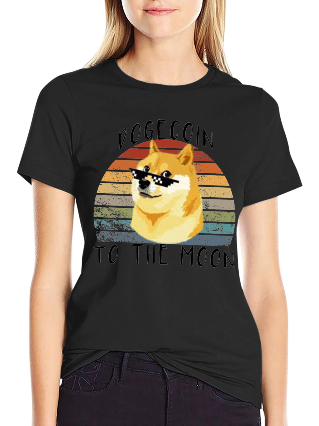 Dogecoin To The Moon Retro T-Shirt – Doge Meme Crypto Tee