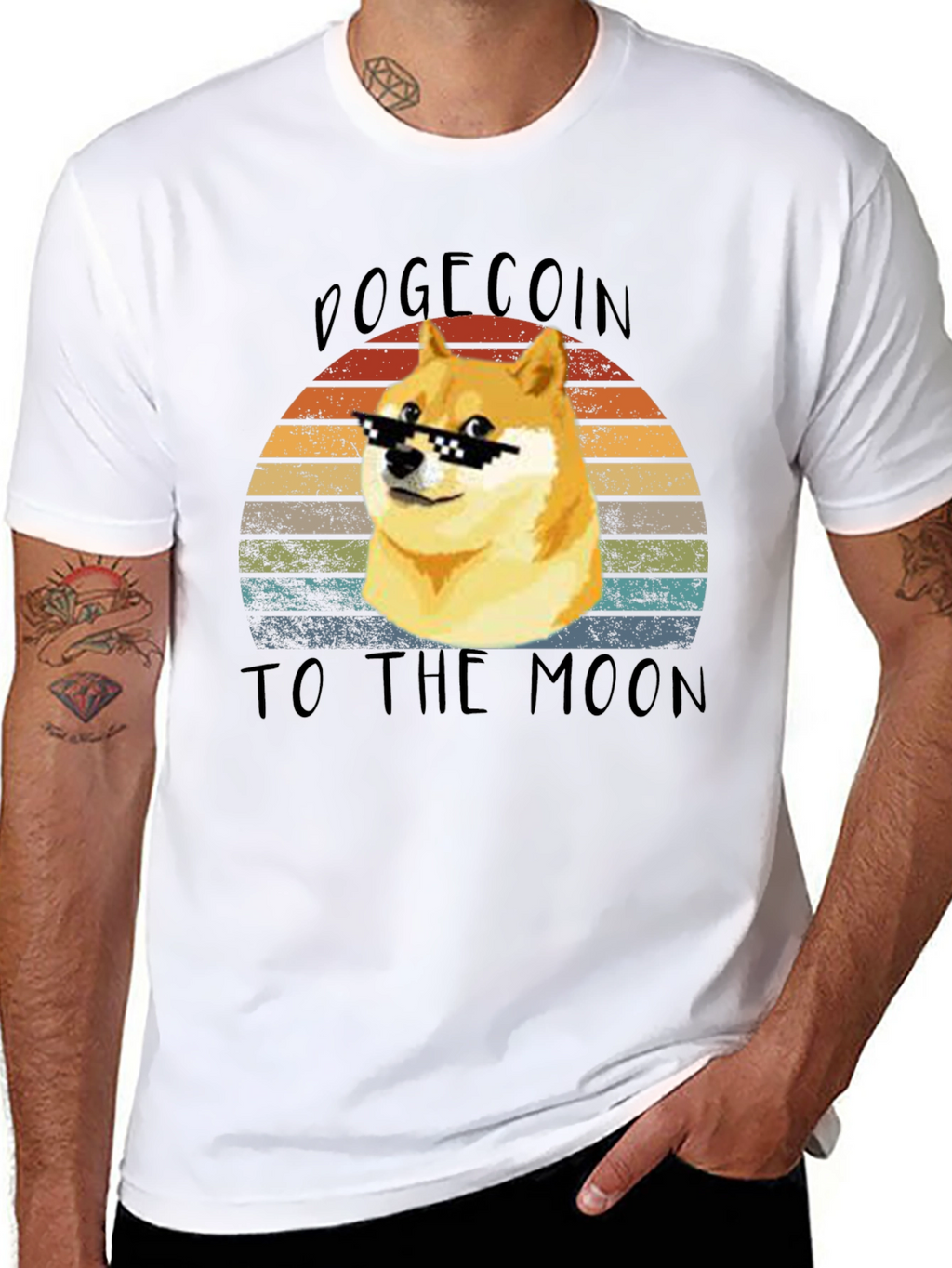 Dogecoin To The Moon Retro T-Shirt – Doge Meme Crypto Tee