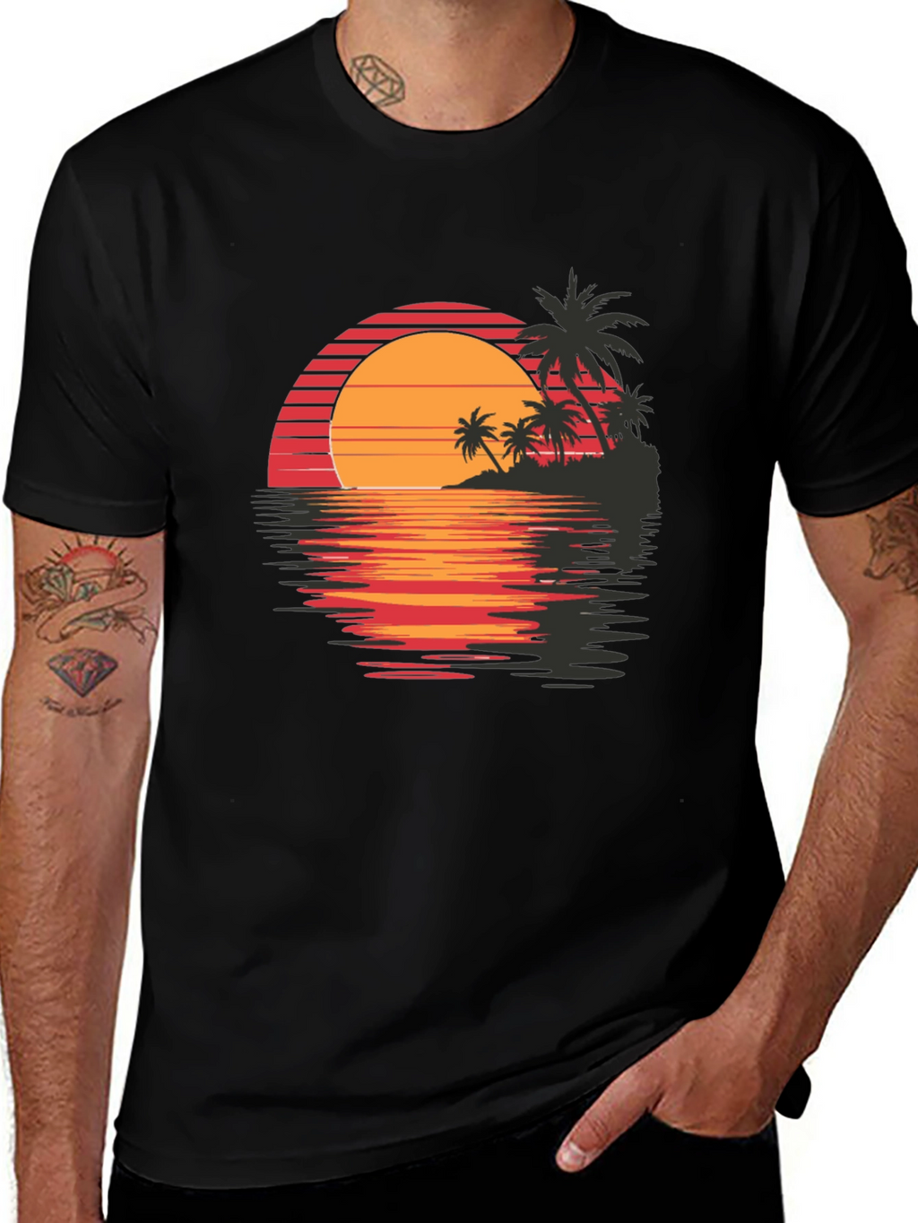 Retro Sunset Palm Tree Graphic Tee