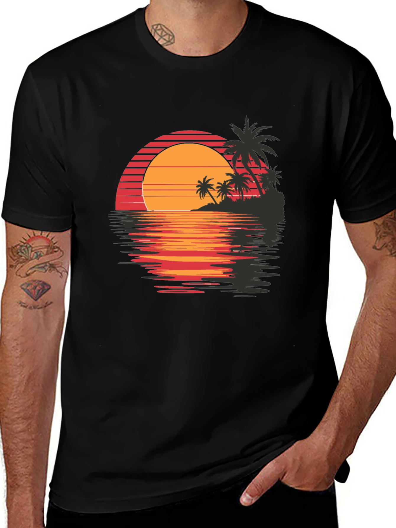 Retro Sunset Palm Tree Graphic Tee