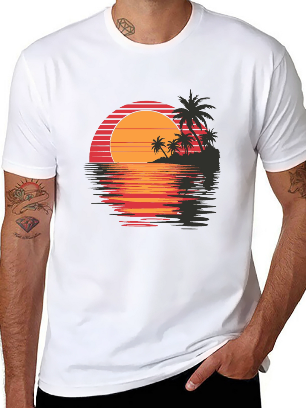Retro Sunset Palm Tree Graphic Tee