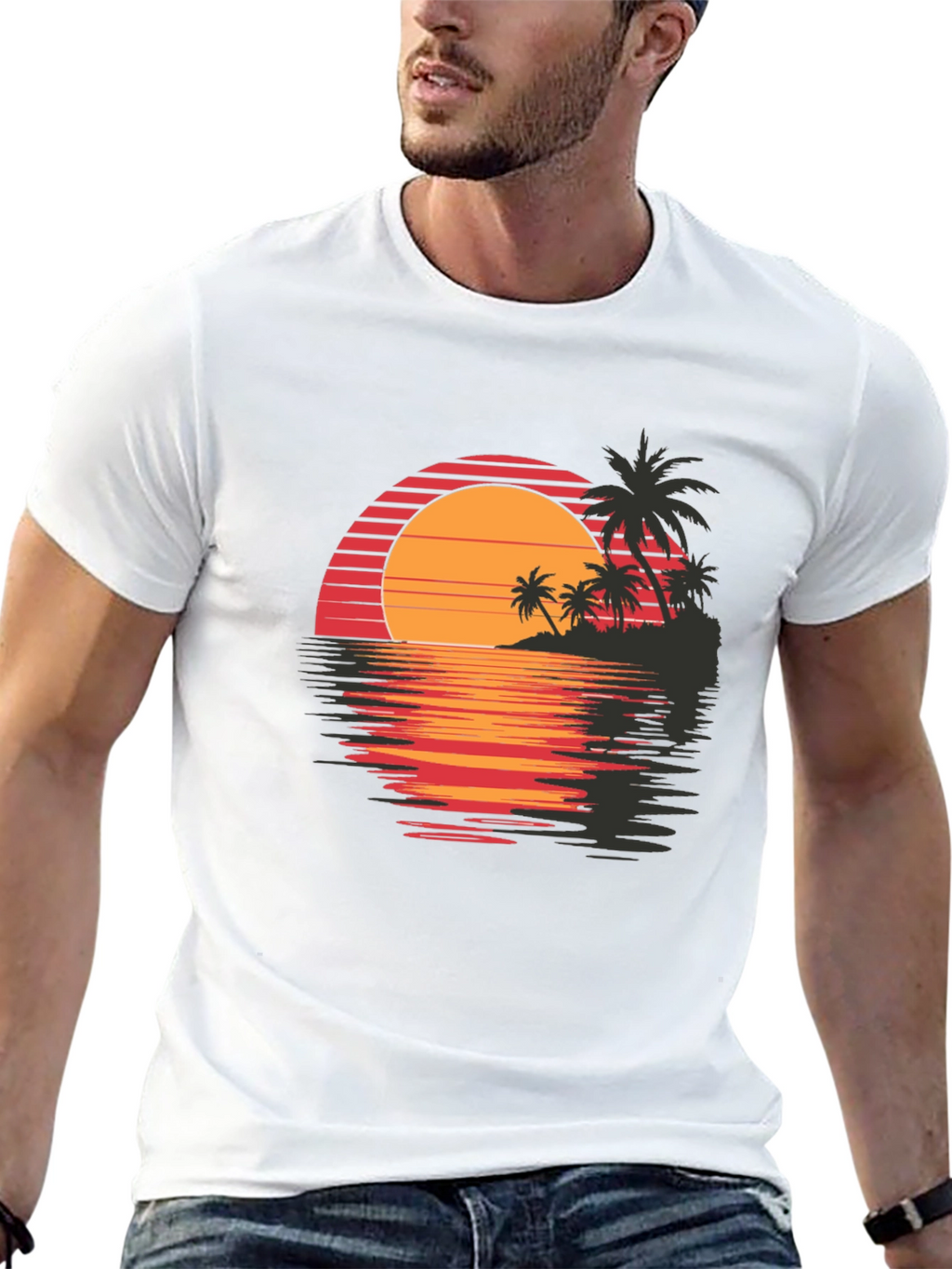 Retro Sunset Palm Tree Graphic Tee