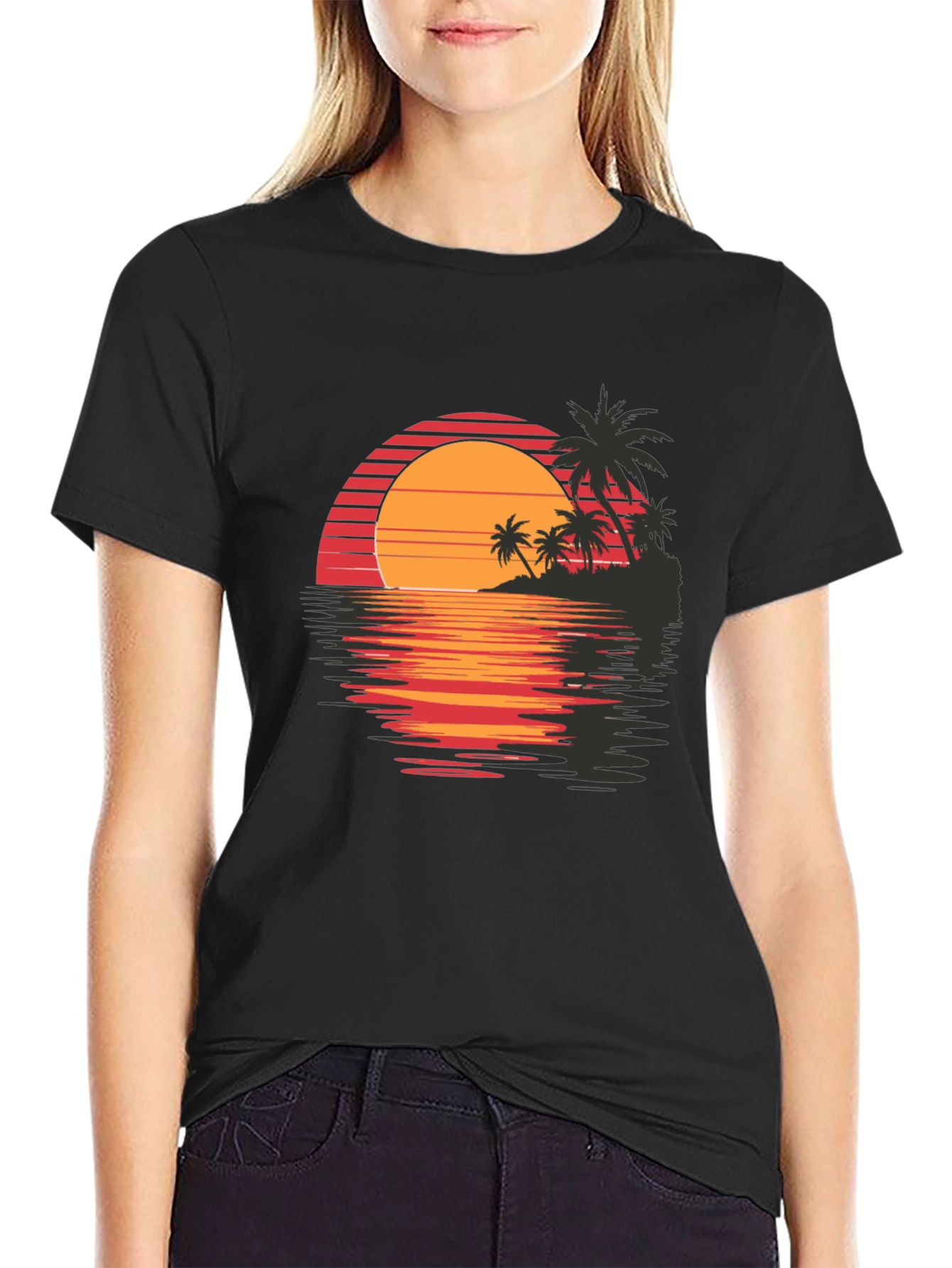 Retro Sunset Palm Tree Graphic Tee