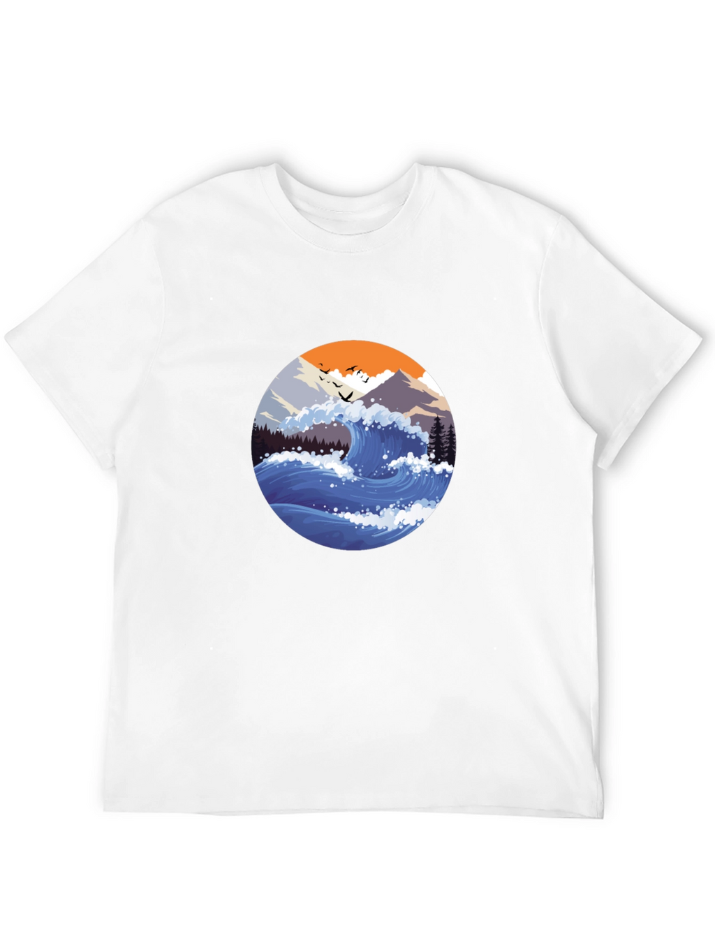 Wave Graphic Mens Black T-Shirt