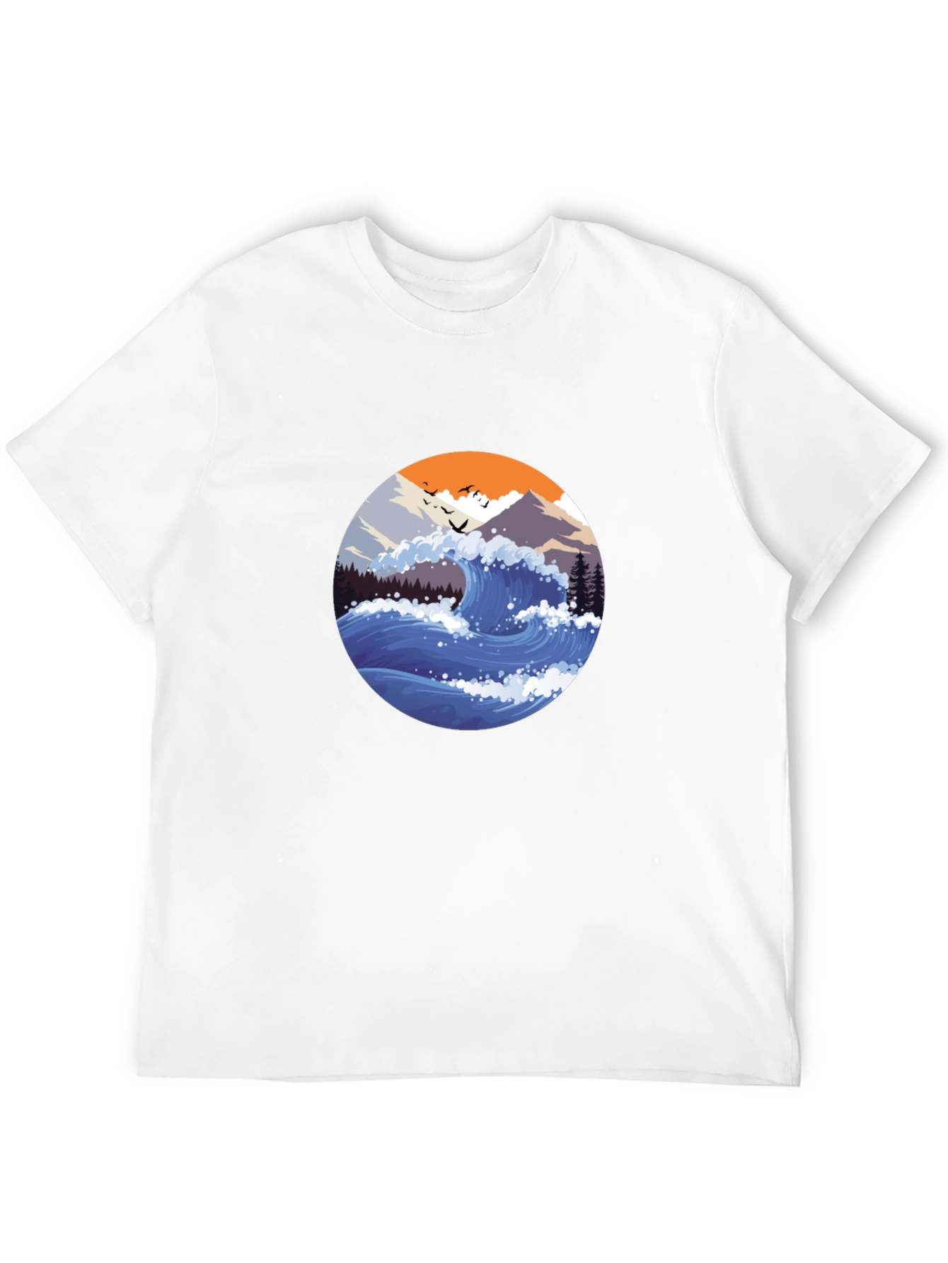 Wave Graphic Mens Black T-Shirt