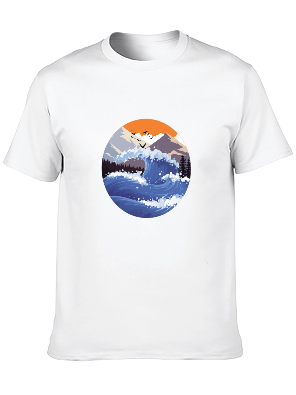 Wave Graphic Mens Black T-Shirt